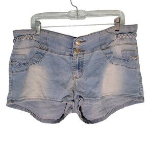Tush Push Short Shorts Jeans Blue Light‎ Wash Denim Daisy Dukes Juniors Size 13